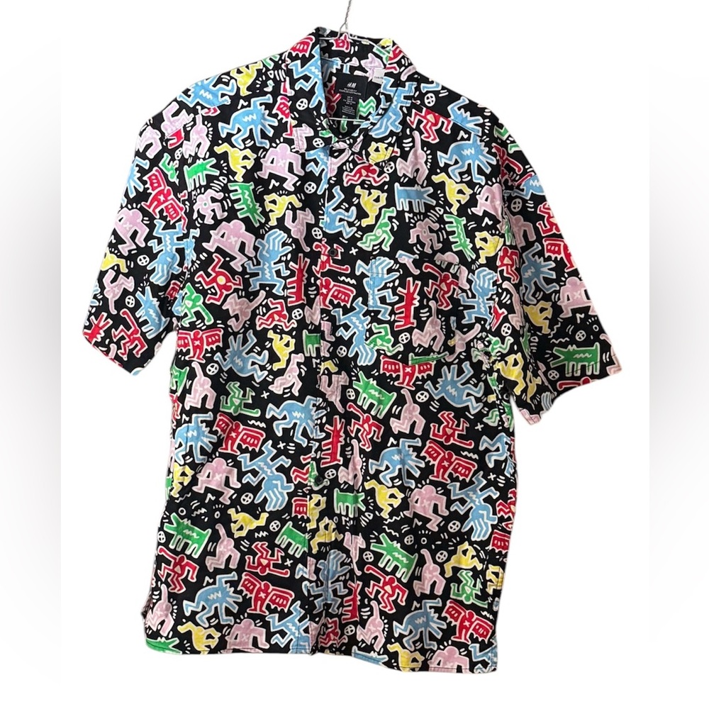 H&M Multicolor Graphic Casual Button Down Shirt